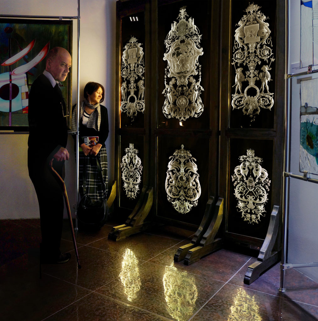 Выставка витражей в Музее стекла на Елагином острове. Кабинетный витраж. Размер 2130 - 1800 мм.